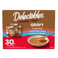 Delectables lickable gravy with tuna and whitefish for hydration and flavor