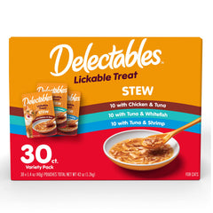 Delectables Lickable Treat Stew pouch front showing hydration