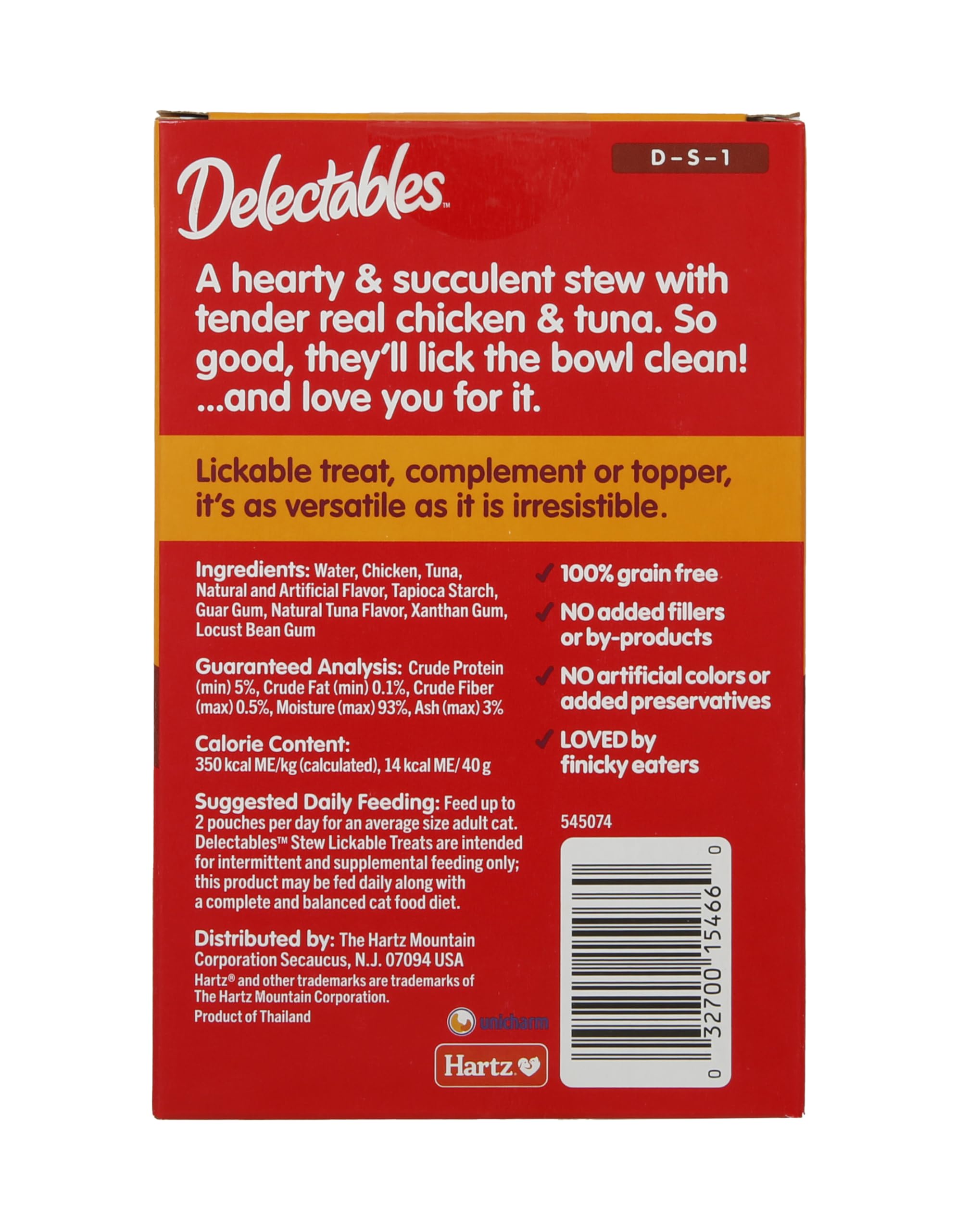 Delectables 1.4oz pouch packaging and 30-count size