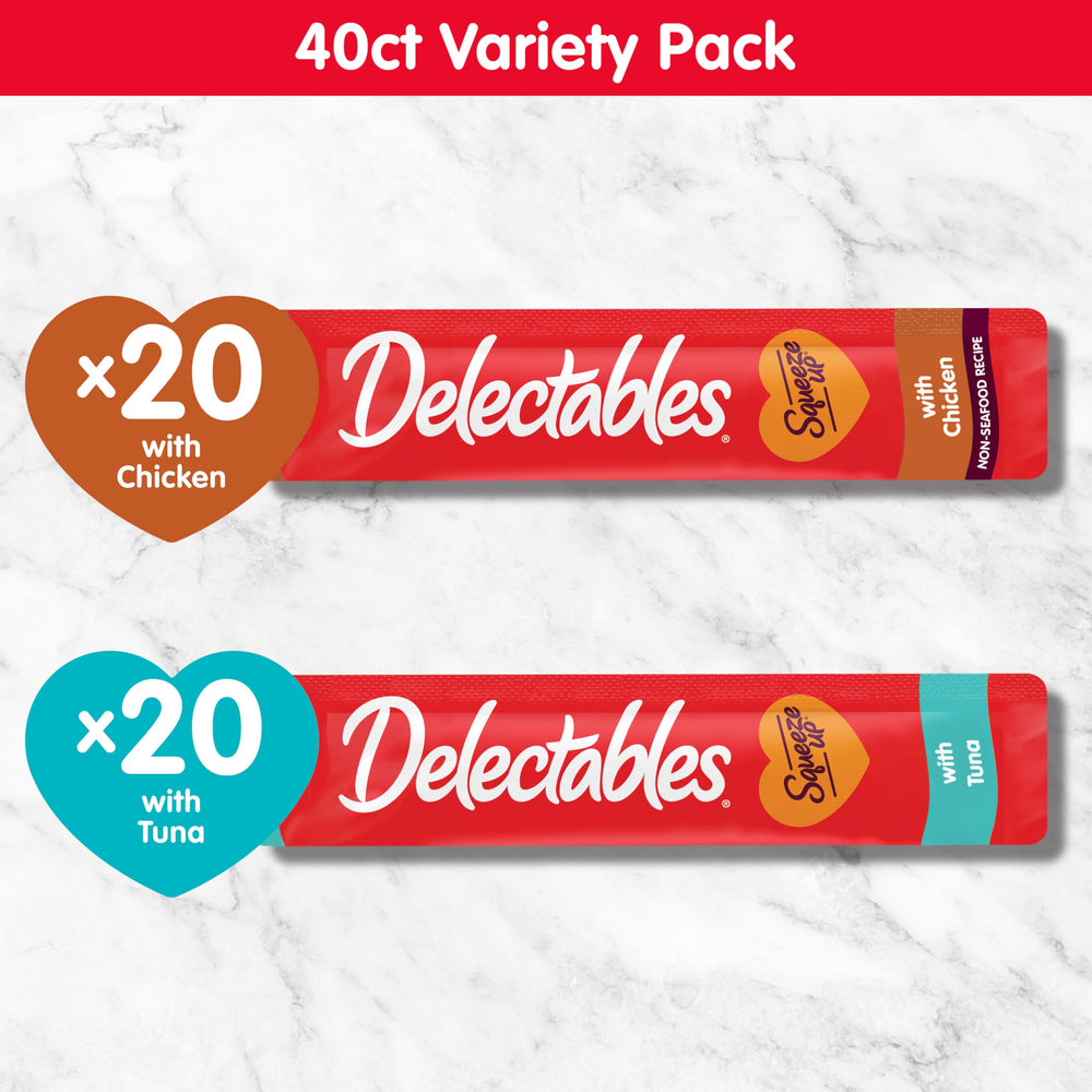 Delectables Squeeze Up bonding moments reward treat for cats.