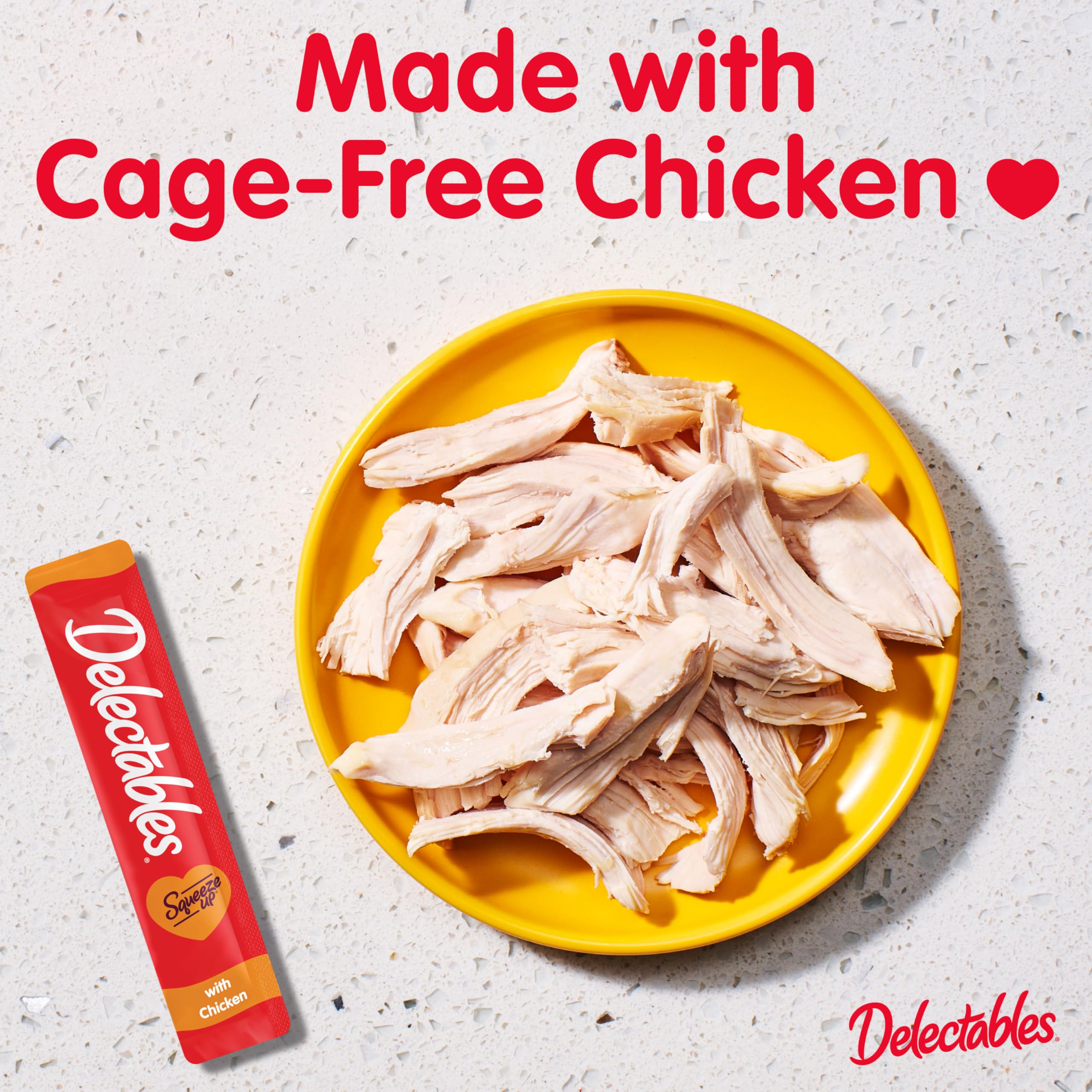 Close-up of Delectables Squeeze Up creamy chicken puree