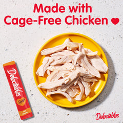 Close-up of Delectables Squeeze Up creamy chicken puree