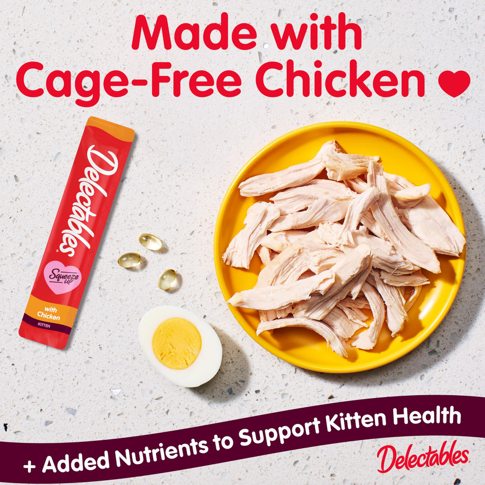 Delectables Squeeze Up kitten puree being hand-fed for bonding moments