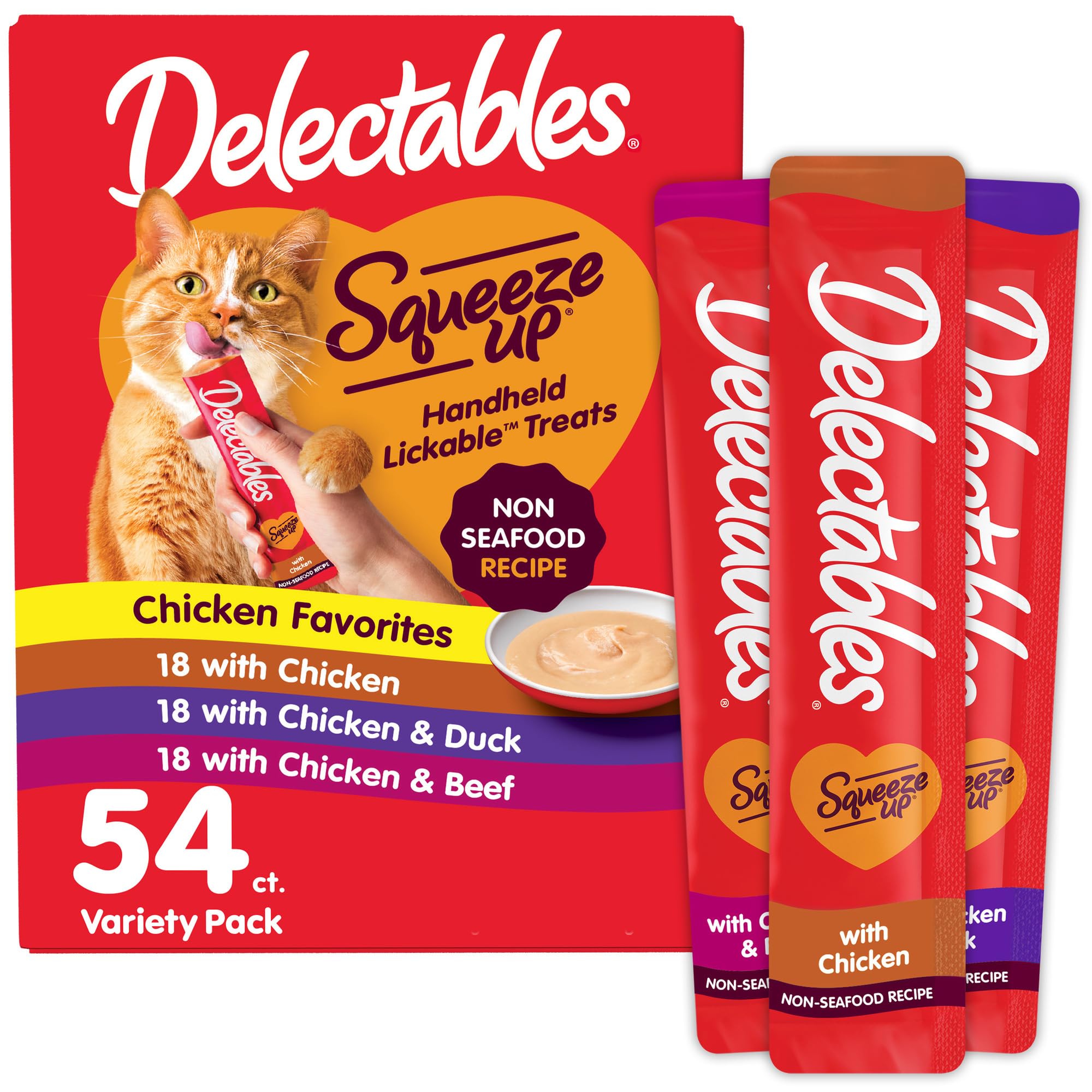 Delectables Squeeze Up non-seafood variety pack 54 tubes for daily cat treats