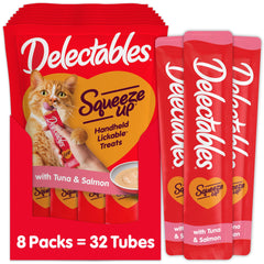 Delectables Squeeze Up tubes pack front for cats, moisture-rich treat