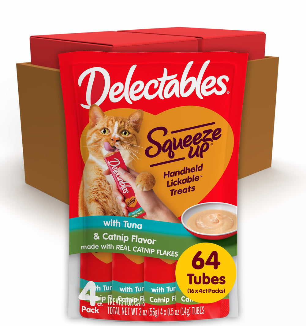 Delectables Squeeze Up tuna catnip puree tube for a handheld, mess-free bonding treat