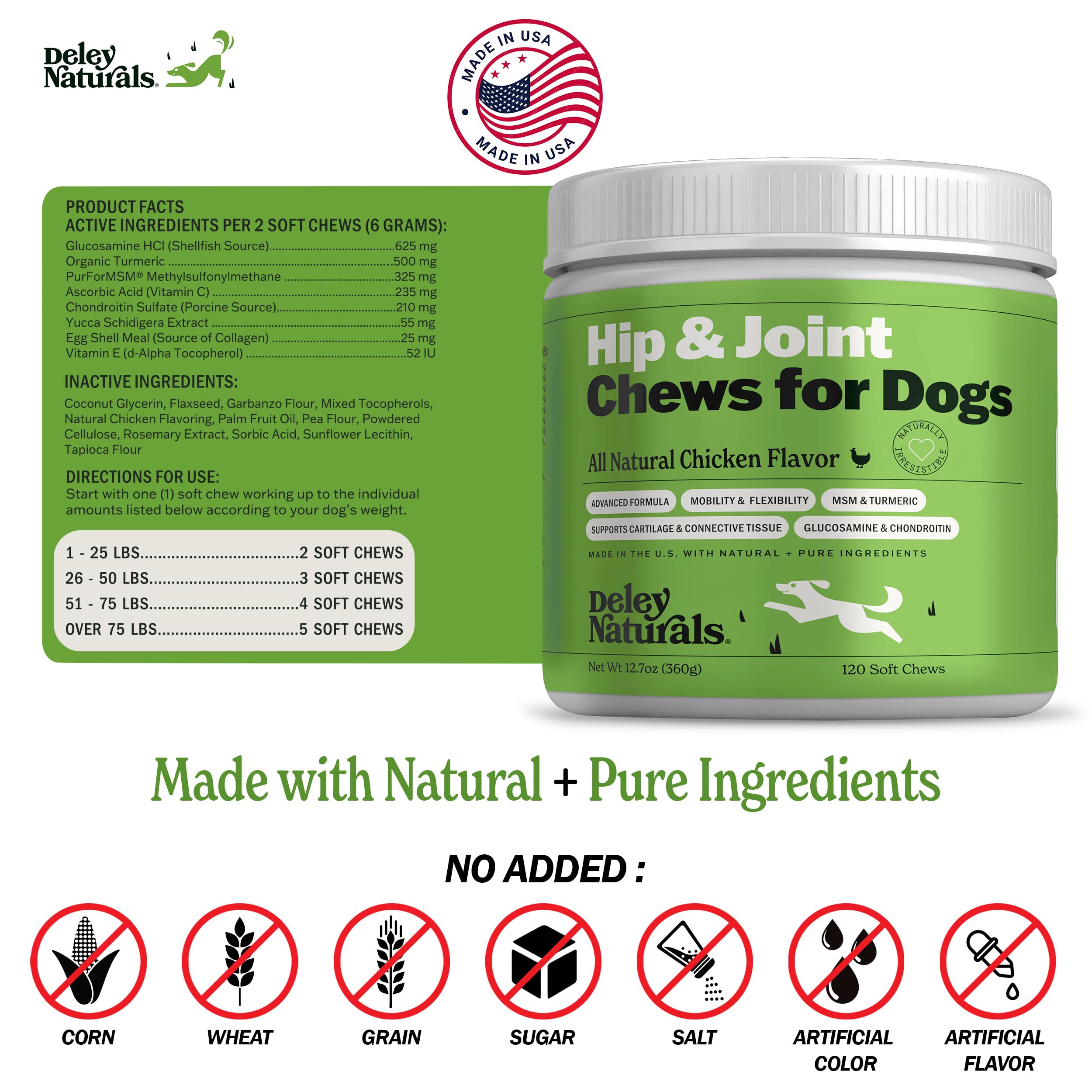 Deley Naturals happy dog enjoying active lifestyle with hip and joint chews