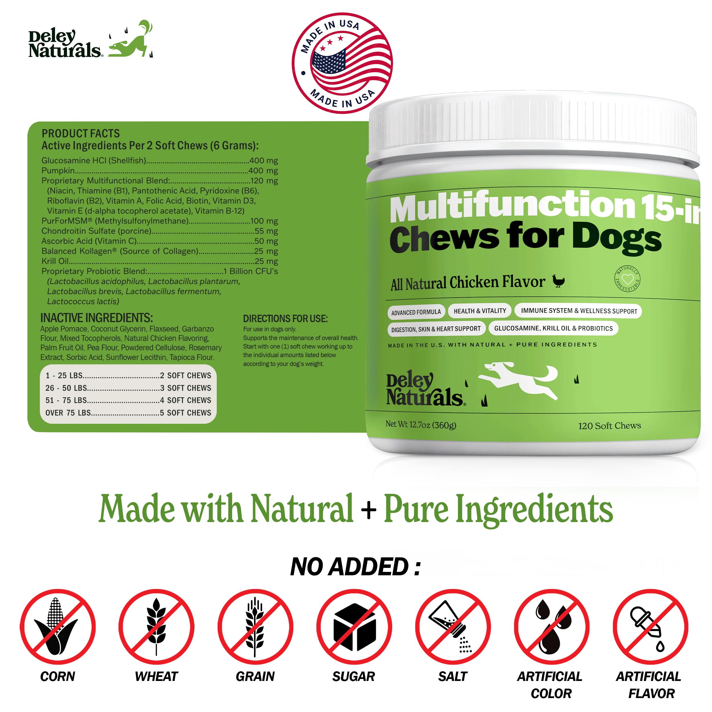 Deley Naturals vet-formulated dog chews without artificial fillers.
