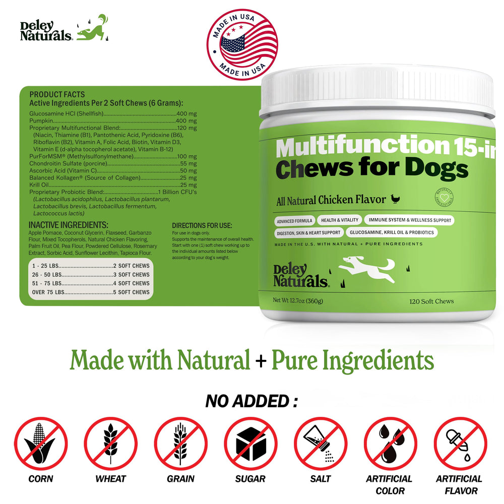 Deley Naturals vet-formulated dog chews without artificial fillers.