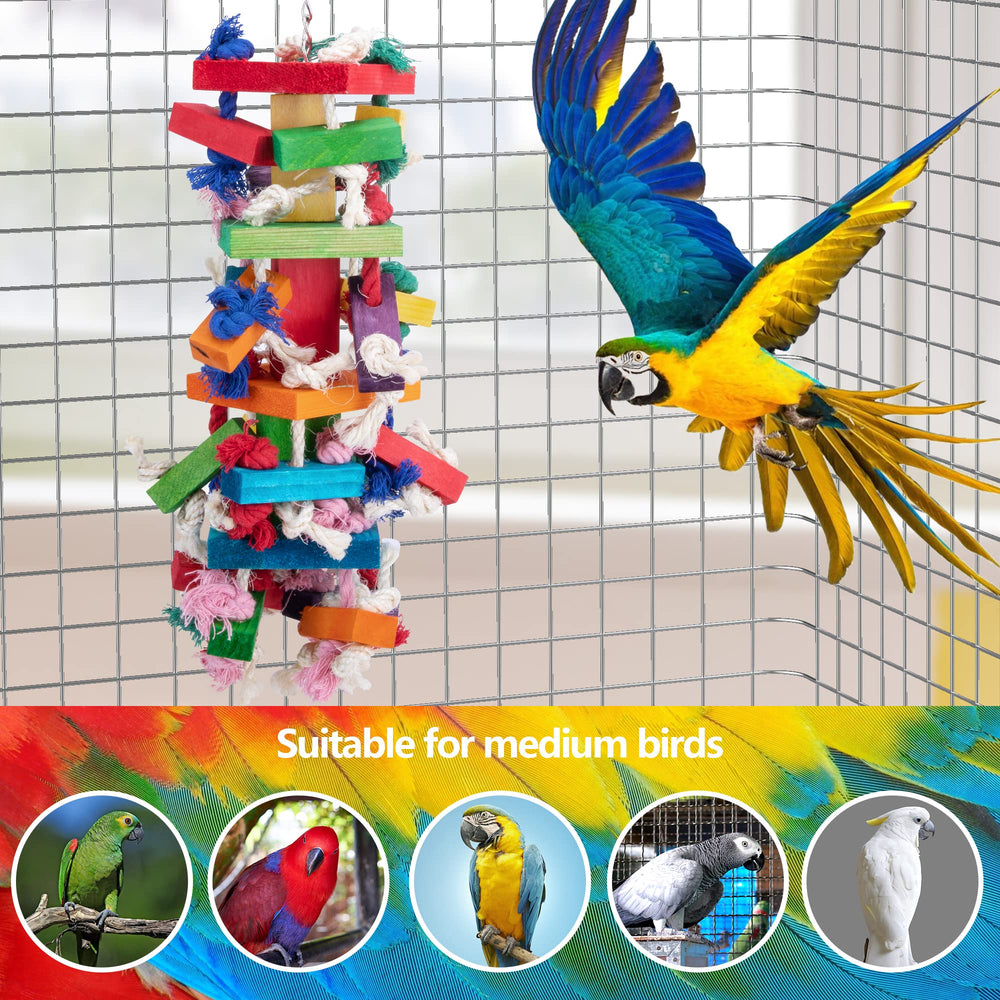 Deloky Bird Block Knots Toy hardware close-up highlights sturdy chain and rope construction.