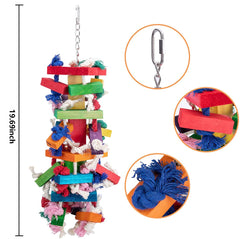 Deloky Bird Block Knots Toy side view highlights durable hardware built for long-lasting play.