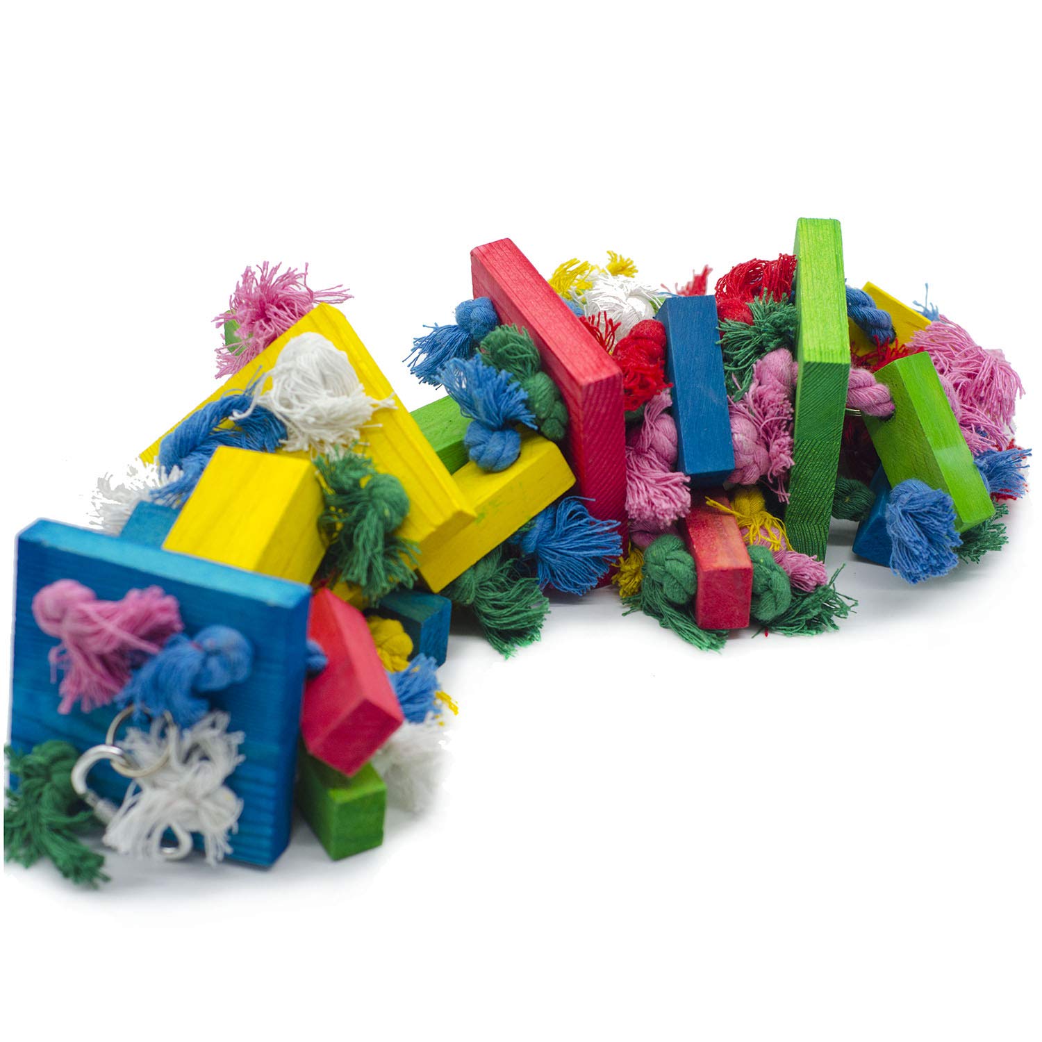 Deloky Bird Block Knots Toy wood texture emphasizes natural scent and bite-friendly surface.
