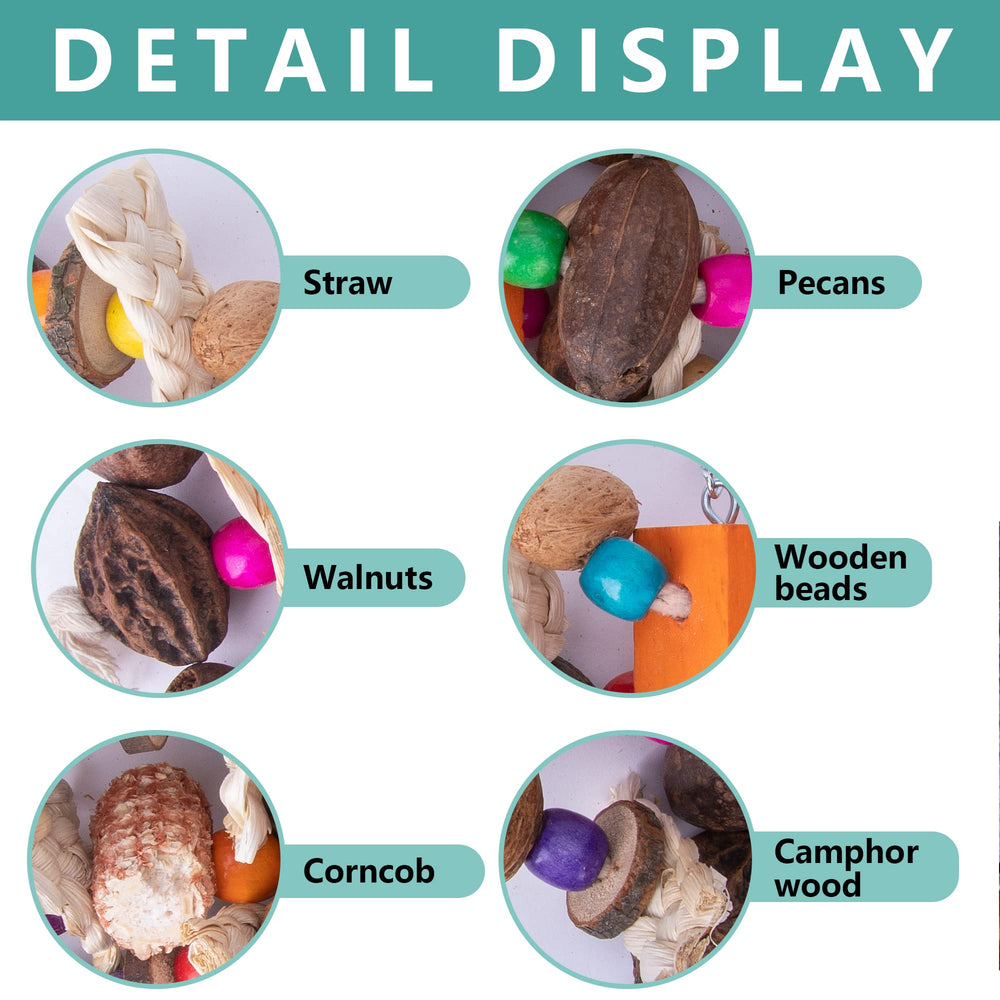 Deloky camphor wood blocks provide durable chewing surfaces for large birds.