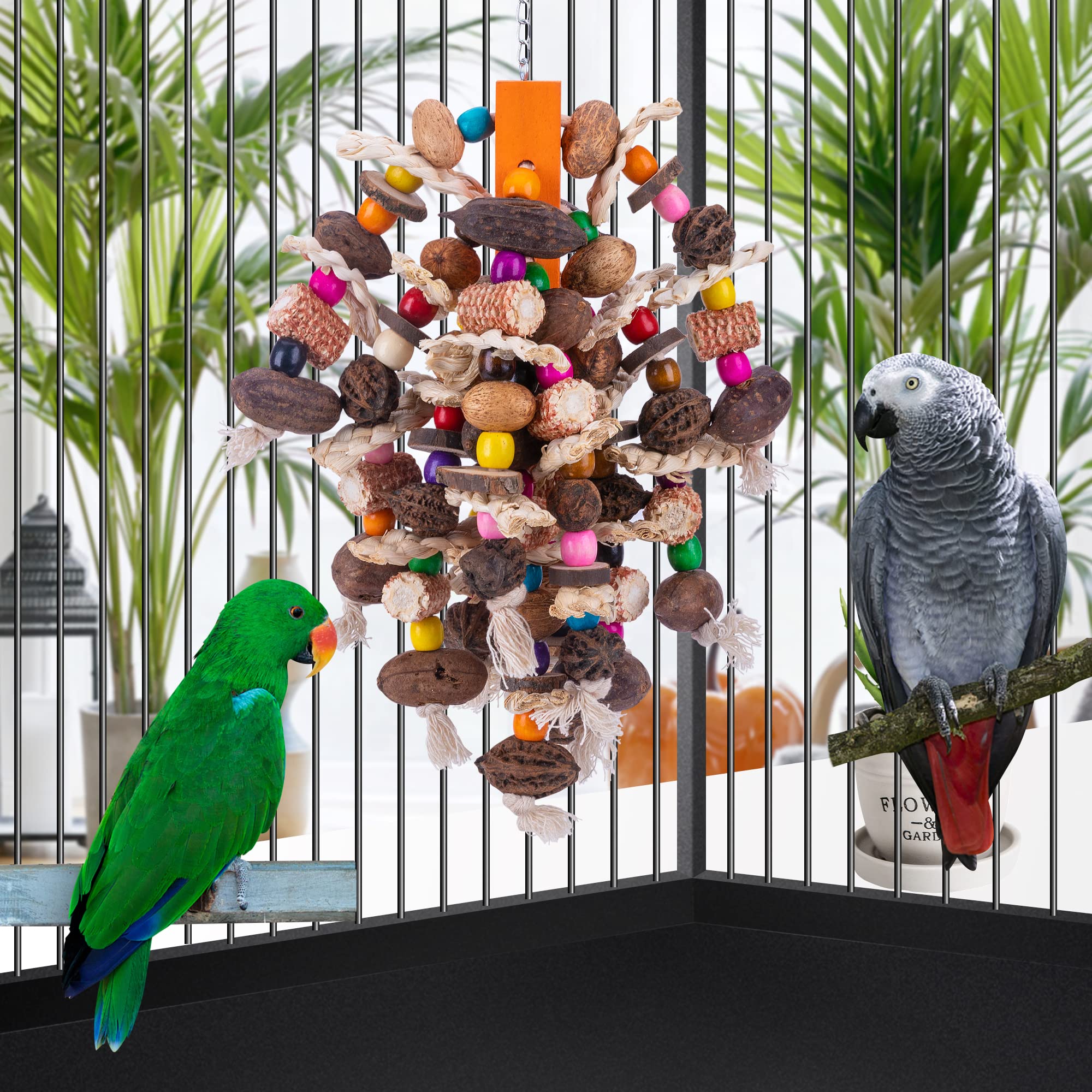 Deloky colorful wood beads attract birds and promote beak exercise during play.