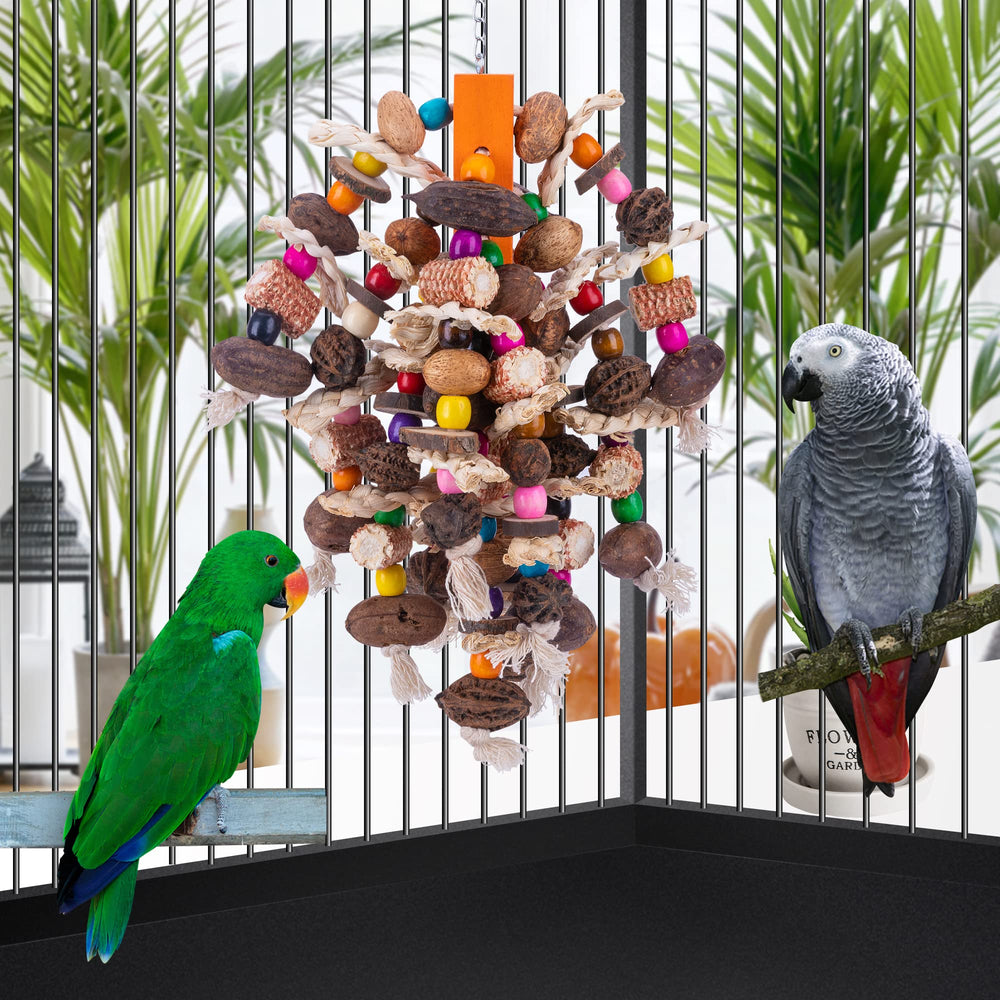 Deloky colorful wood beads attract birds and promote beak exercise during play.