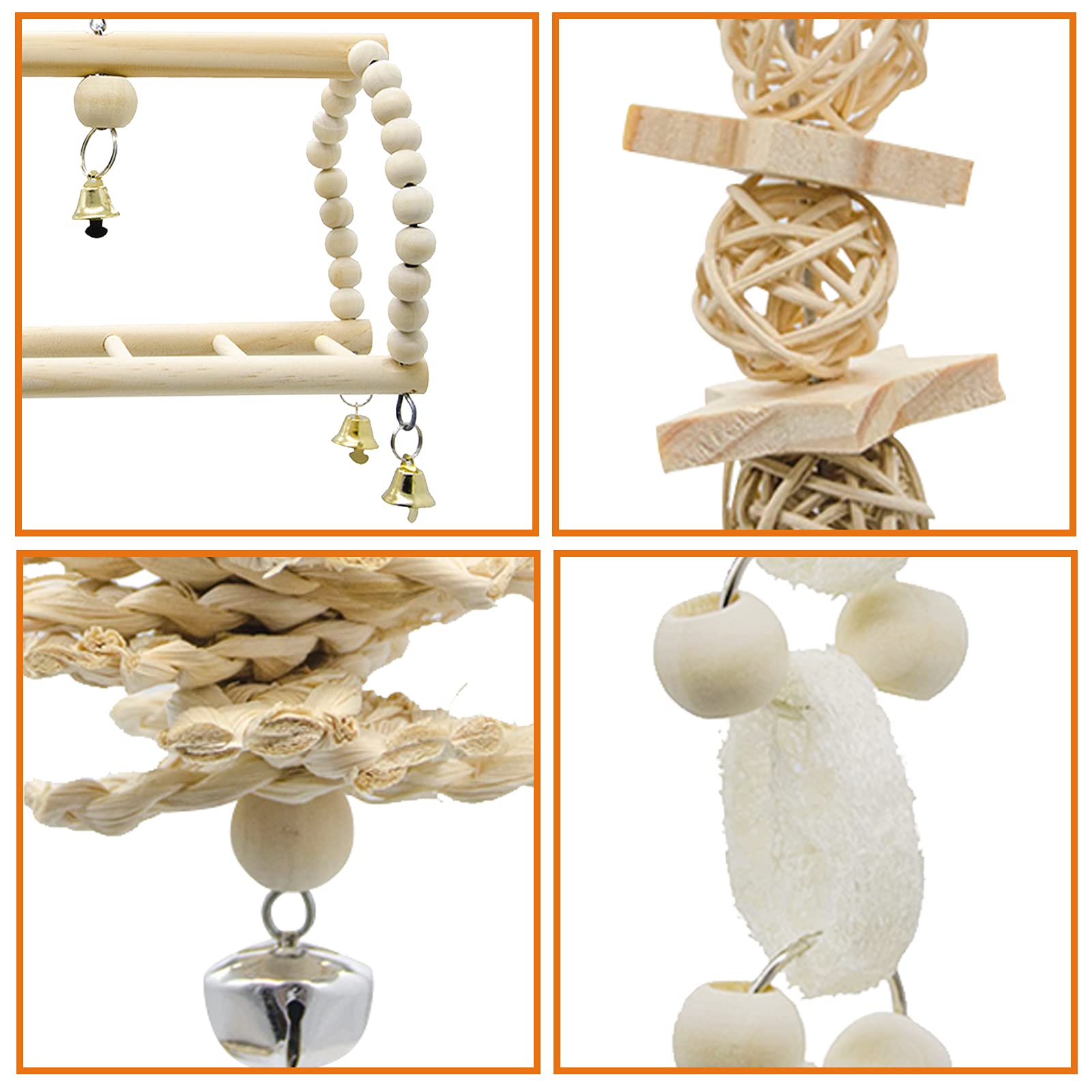 Deloky multi-function bird toy suits swinging, chewing, and climbing.