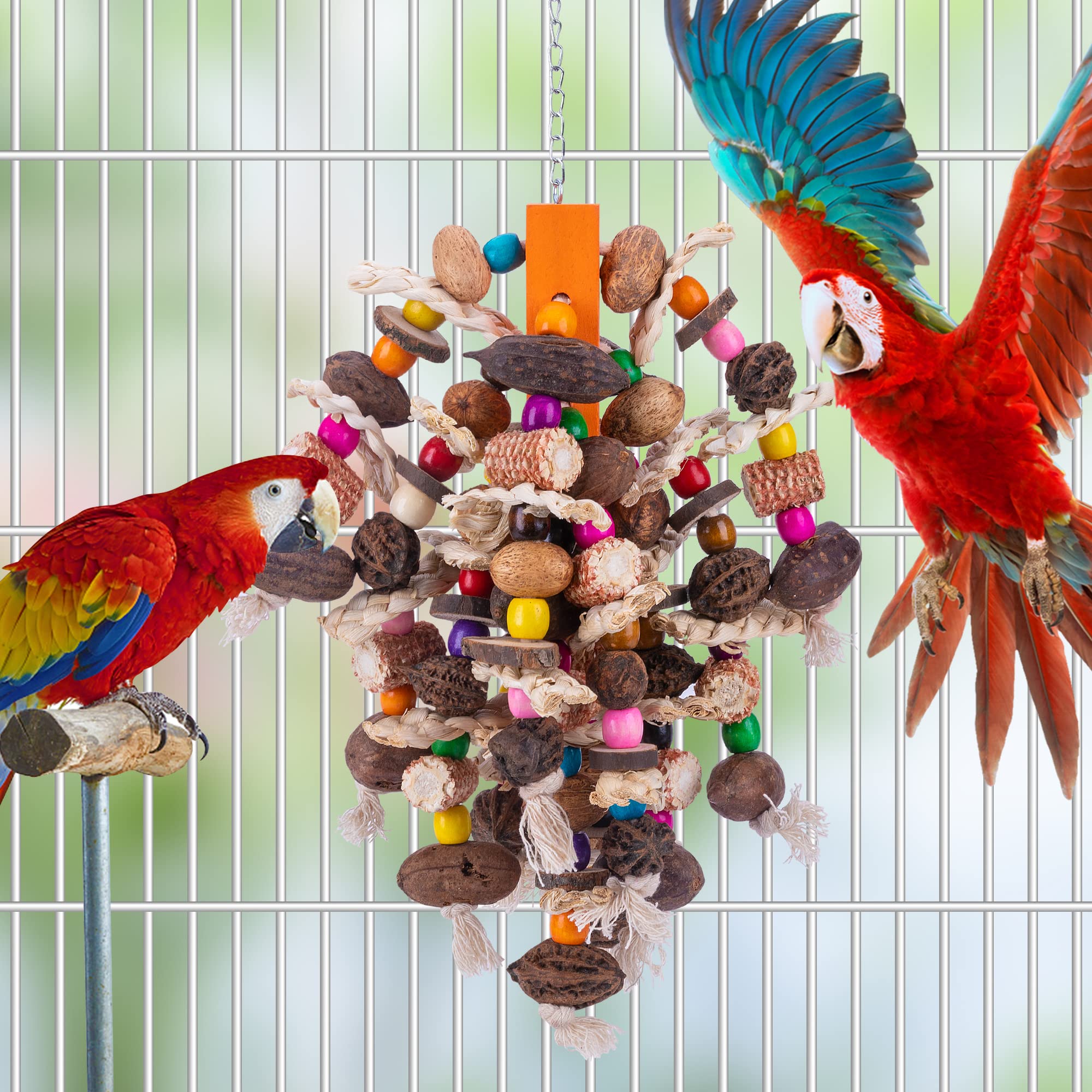 Deloky 19.6 inch parrot toy suits large birds like African Grey and Macaws.