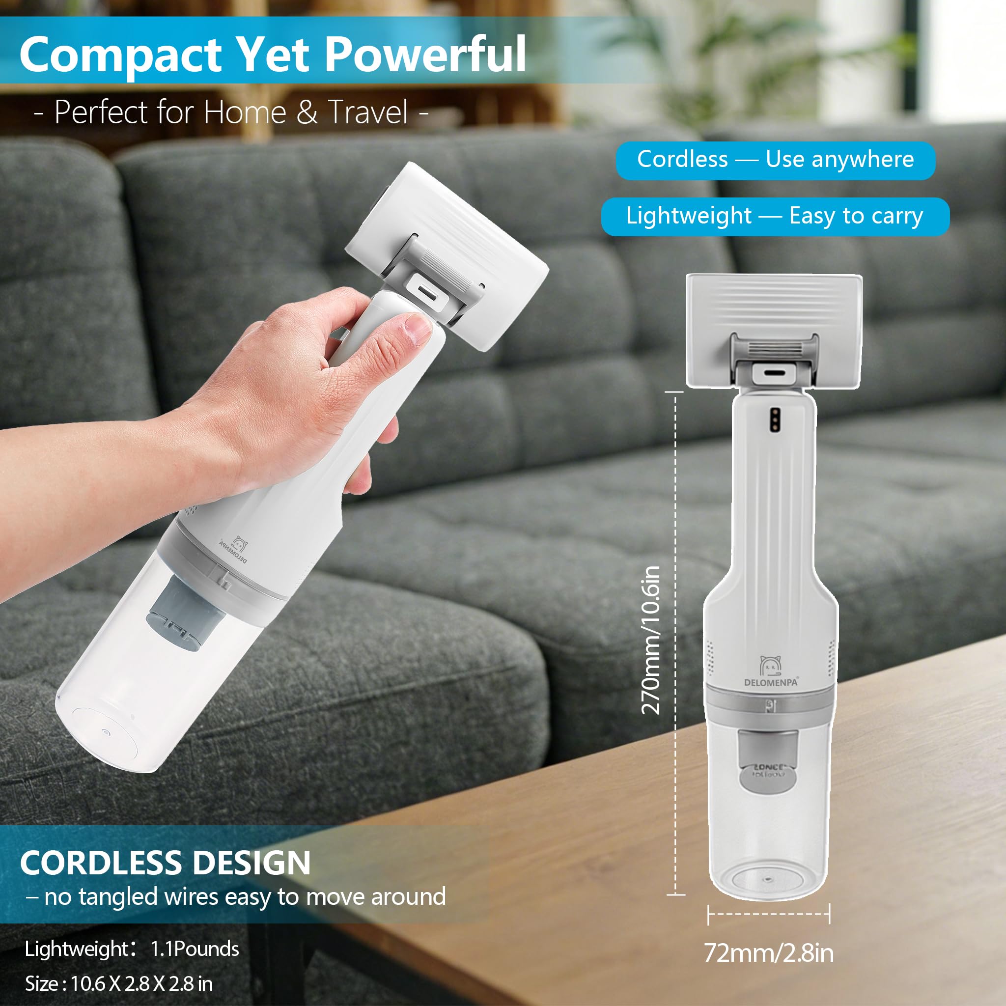 Delomenpa multi-use cleaner doubles as a pet hair vacuum around home.