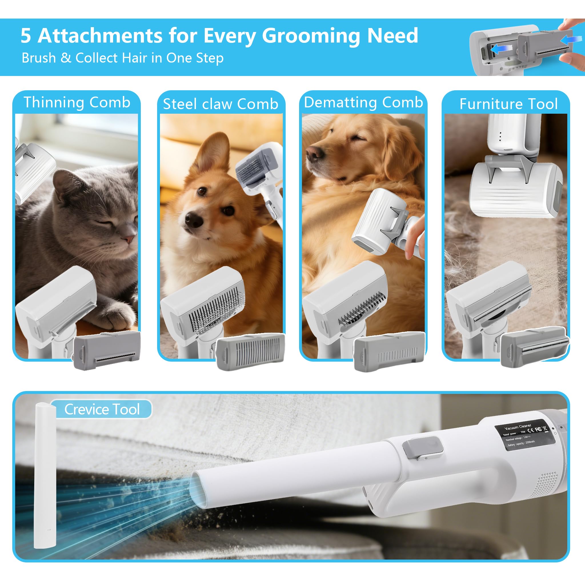 Delomenpa stainless-steel comb demats smoothly to reduce pulling during grooming.