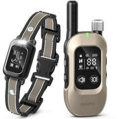Delupet 2 in 1 dog bark collar with remote for precise command training.