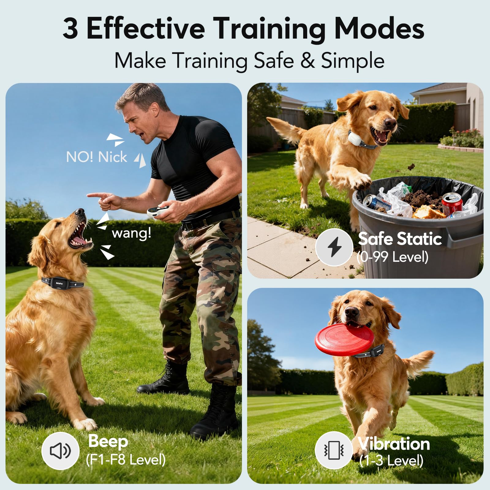 Delupet IPX8 waterproof dog collar ready for all weather and swims.