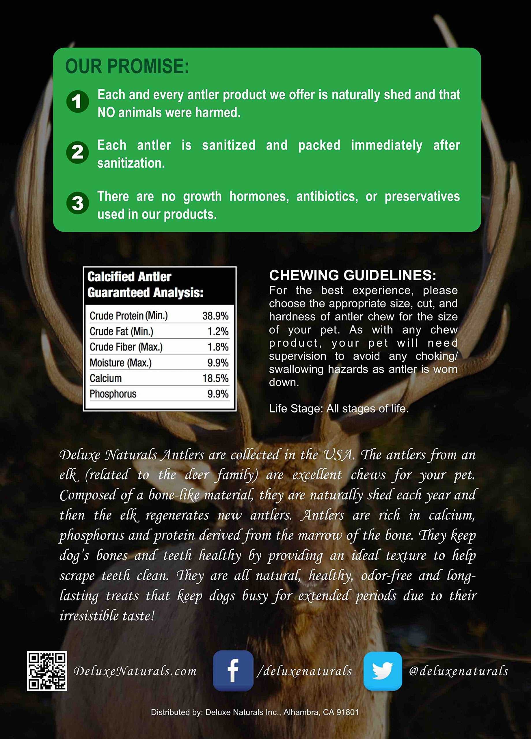 Deluxe Naturals Elk Antler Chews ideal for small breeds under 35 pounds.