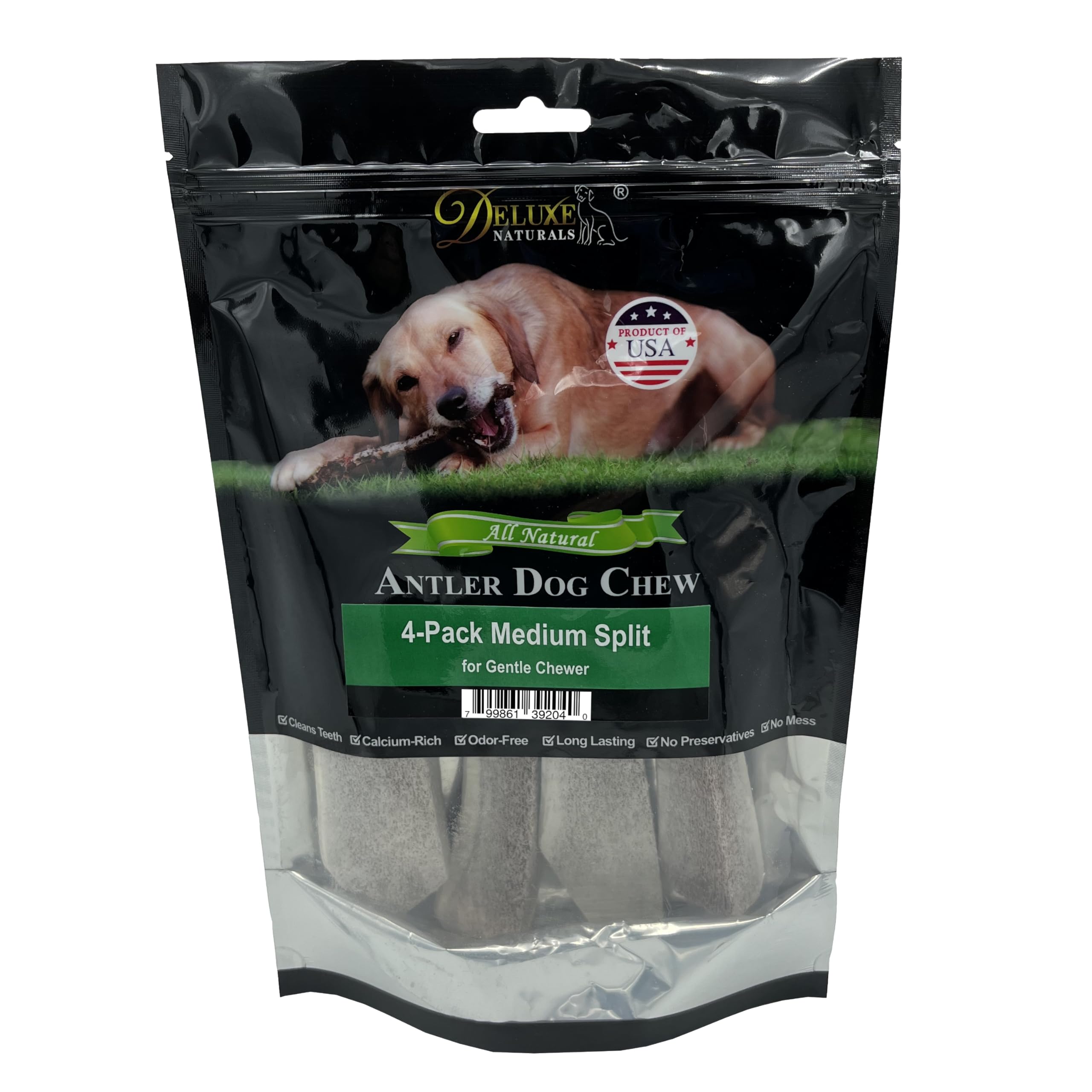 Deluxe Naturals Elk Antler Chews USA shed elk origin, safe split for small dogs.