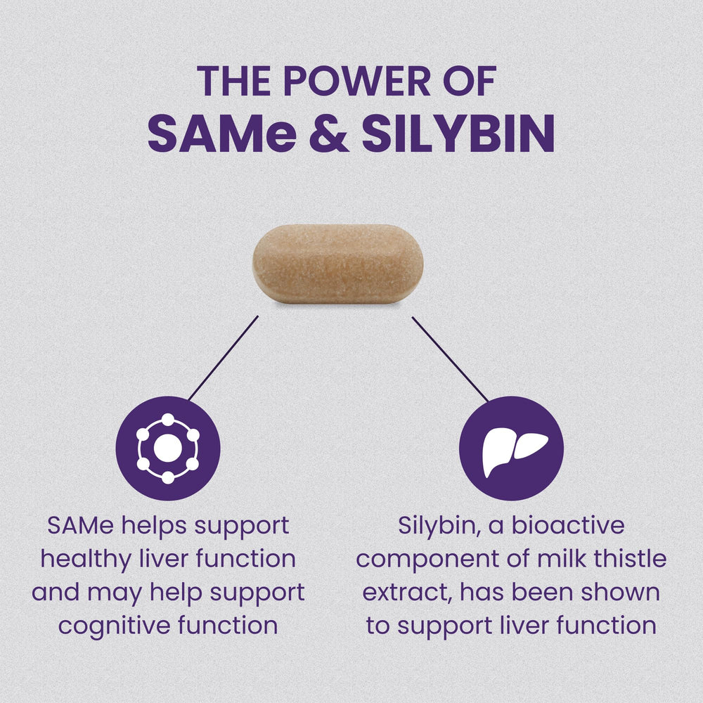 Bottle label displays Denamarin with SAMe and silybin for canine liver health.