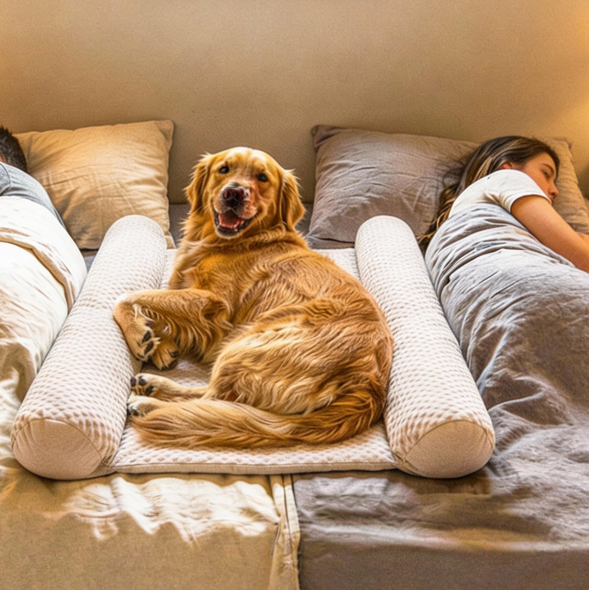 DenMate stabilizing cotton bolsters provide soft head support for night comfort.