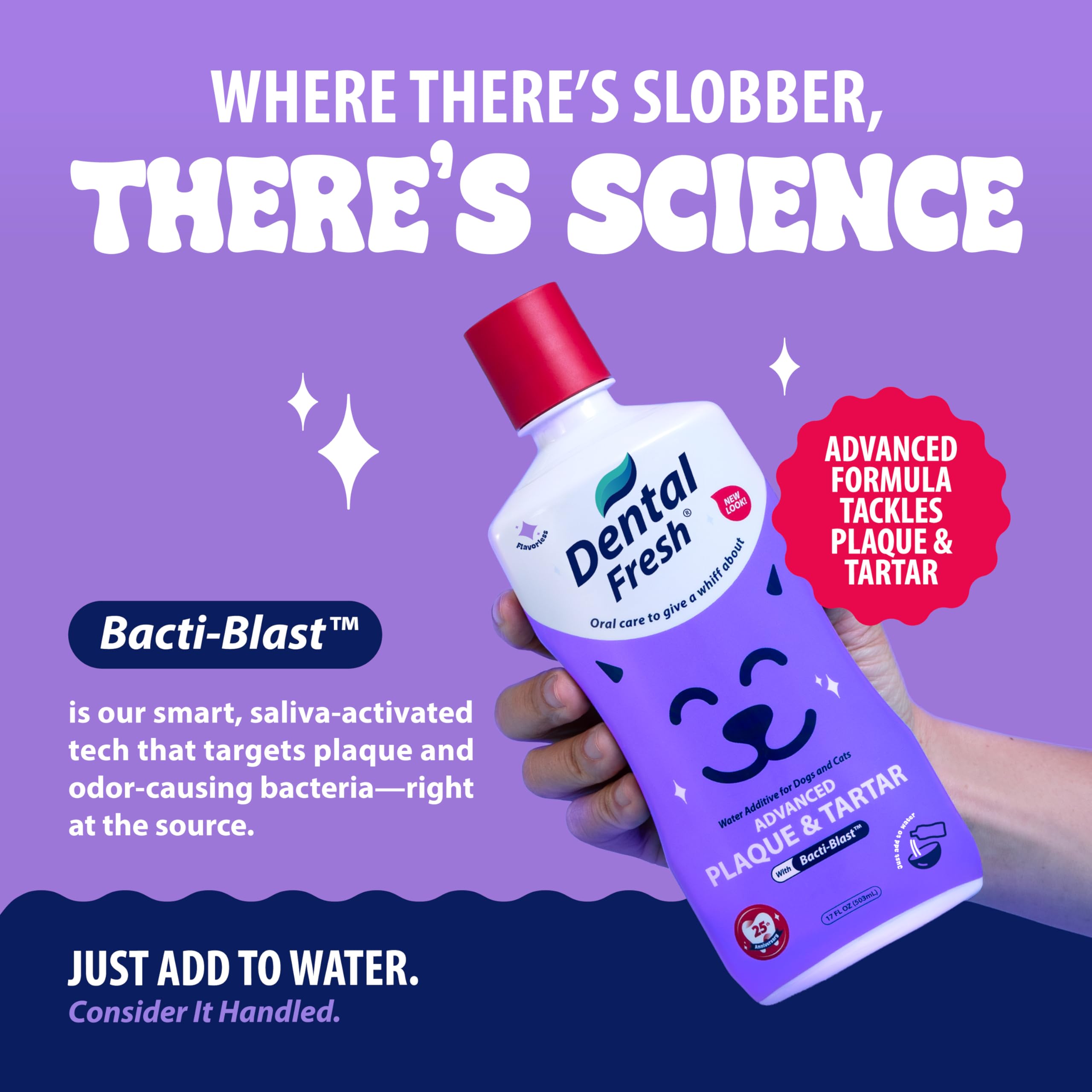 Dental Fresh 32-ounce bottle visible for long-lasting daily use.