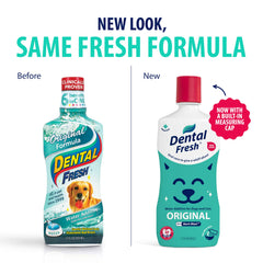 Dental Fresh cat drinking water with flavorless formula in use.