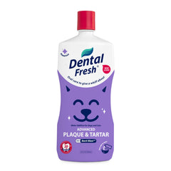 Dental Fresh veterinary water additive bottle for dogs and cats with precise dosing cap.
