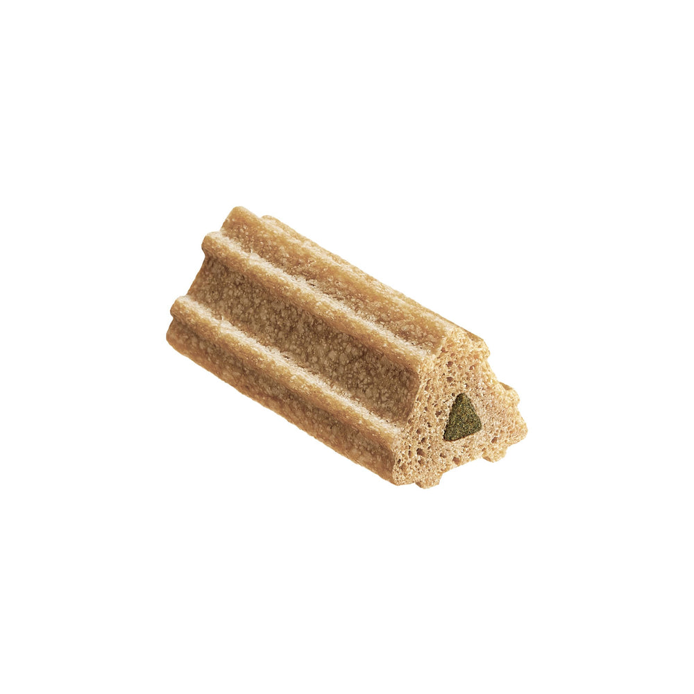 DentalLife ActivFresh closeup of chicken chews showing ridged texture for small dogs.