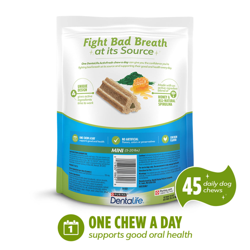 DentalLife ActivFresh closeup of chew texture and aroma appealing to small dogs.