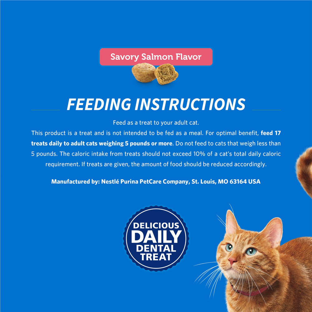 Purina DentaLife bite-sized cat treats are easy to offer as a snack