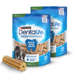 Dentalife DentaLife daily oral care treats pack closeup—resealable pouch for freshness.