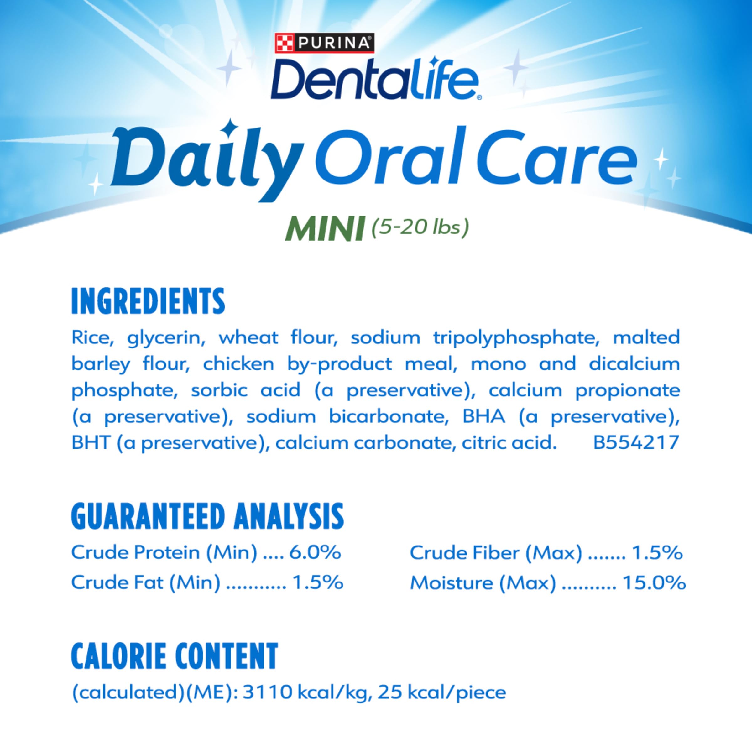 Dentalife DentaLife resealable pouch open—convenient storage keeps treats fresh.