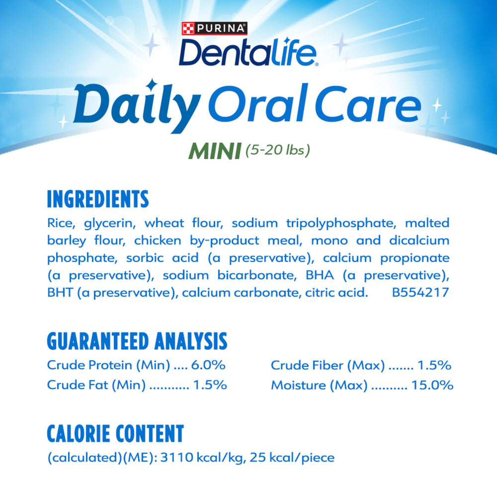 Dentalife DentaLife resealable pouch open—convenient storage keeps treats fresh.