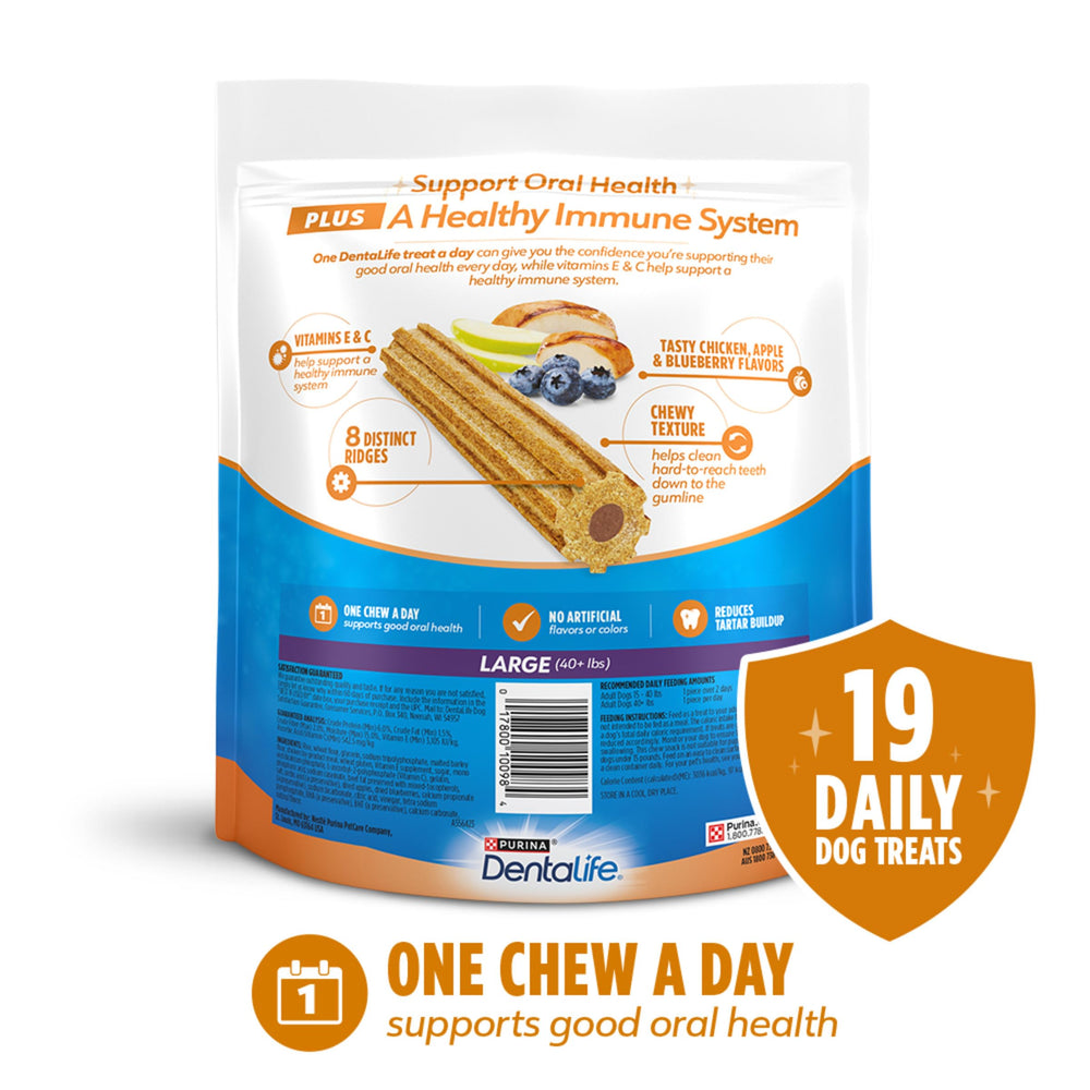 Dentalife packaging highlights immune vitamins E and C.