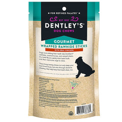 DENTLEY'S Rawhide Twists small chicken chews, helping with chewing and oral engagement.