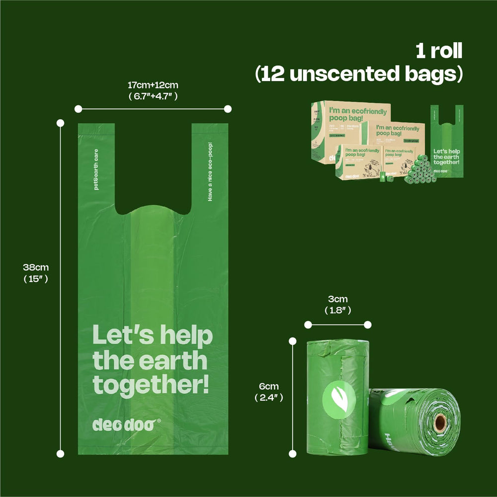 Deo Doo bags in use during a dog walk for convenient disposal.