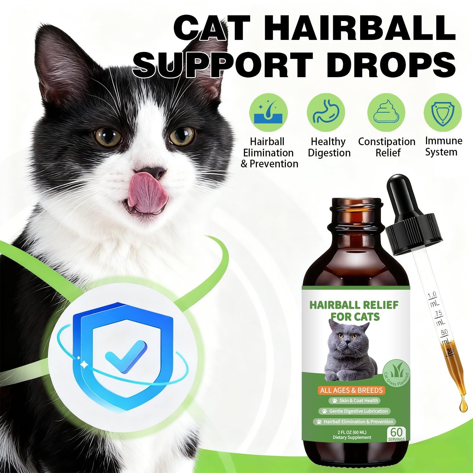Derggzey Cat Grass flavor drops with cat-friendly palatability.