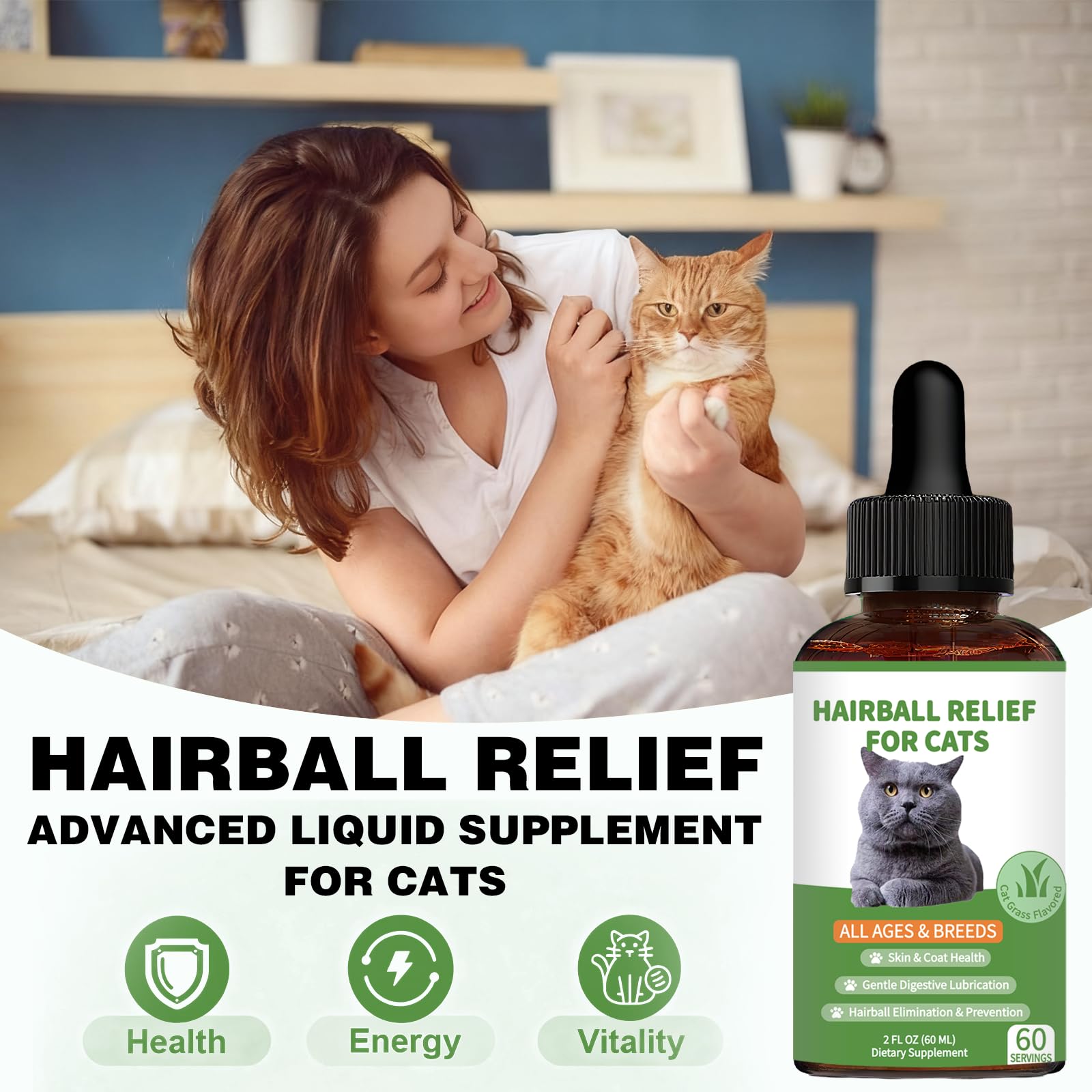 Derggzey Indoor-cat care routine with gentle hairball management.