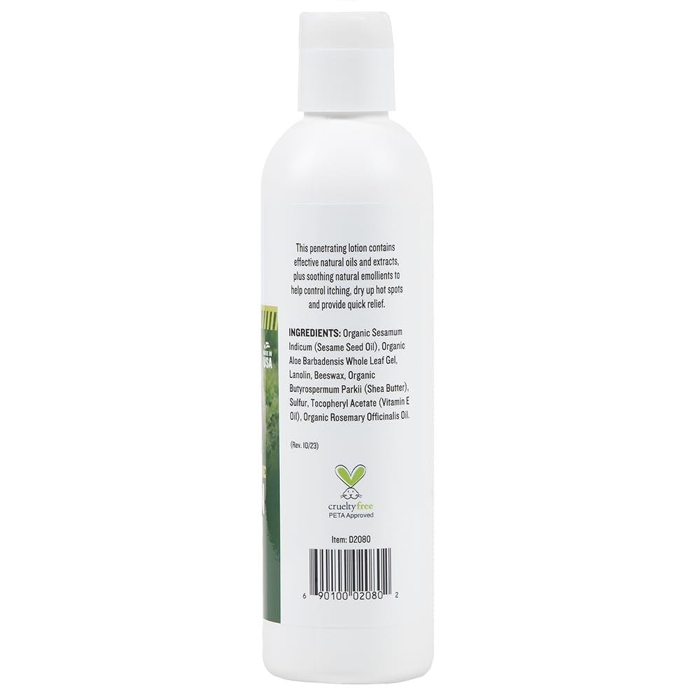 DERMagic Skin Rescue Lotion label close-up shows natural ingredients for skin care.