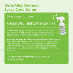 DermAllay Oatmeal Spray Conditioner bottle for cats promotes gentle coat care.