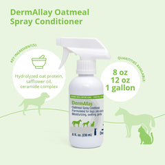 DermAllay Oatmeal Spray Conditioner applied to a dog's coat for soothing care.