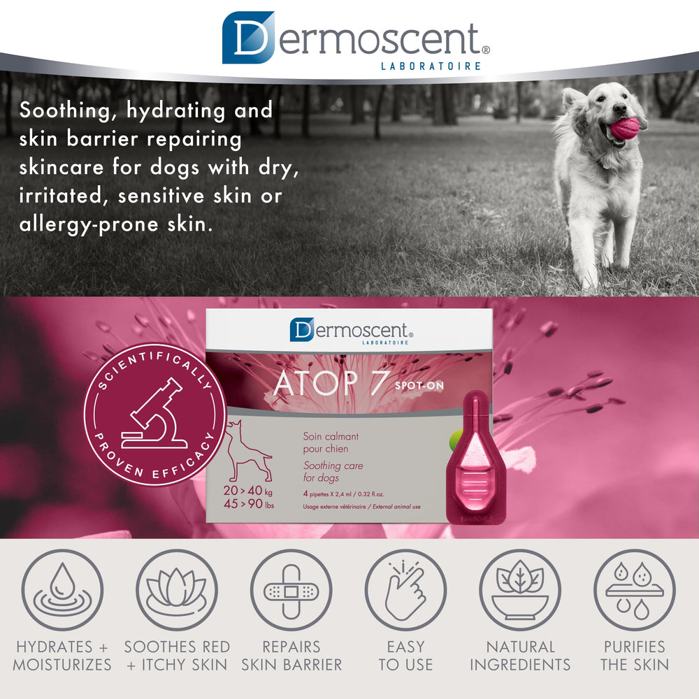 Dermoscent ATOP 7 for large dogs 45-90 lbs shows size-specific care