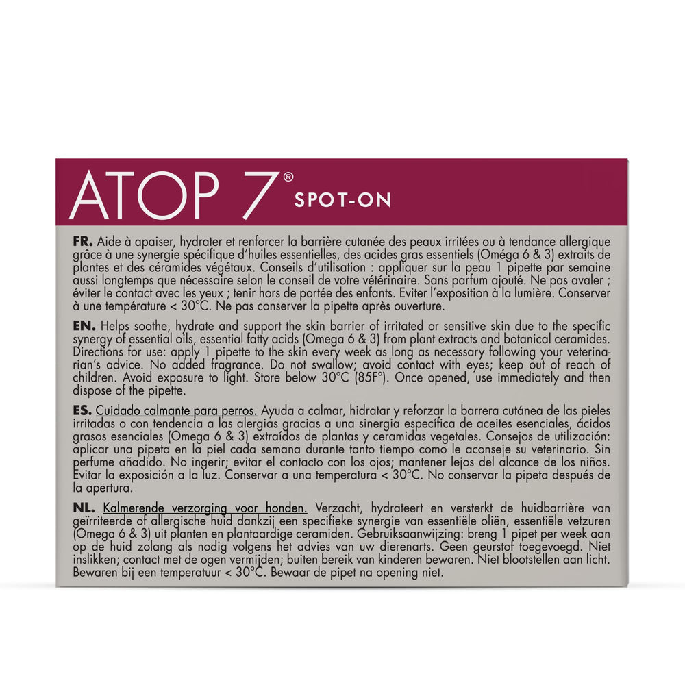 Dermoscent ATOP 7 spot-on between shoulders application demonstrates quick, mess-free use