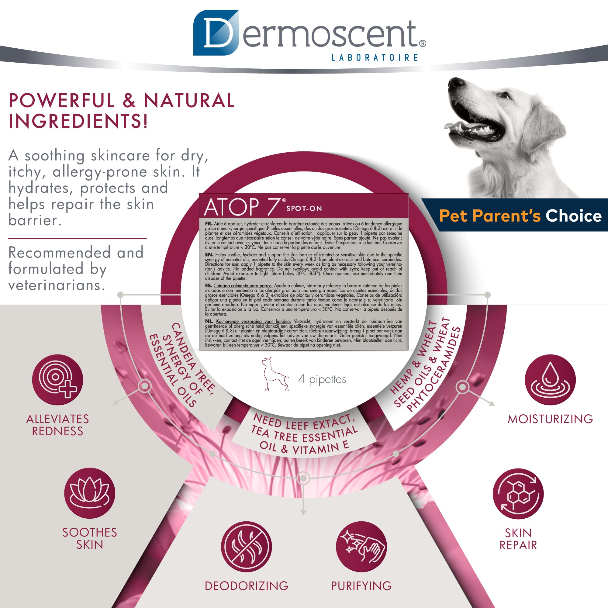 Dermoscent ATOP 7 topical liquid texture close-up for easy application