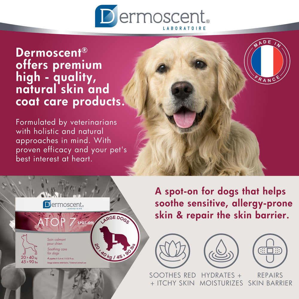 Dermoscent ATOP 7 veterinarian-formulated care signals trusted dog skincare